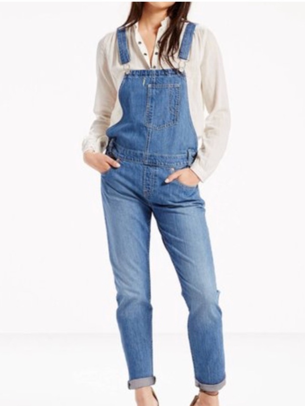 NWT Levi’s Classic Blue Ankle Cropped Denim Women's Overalls Medium